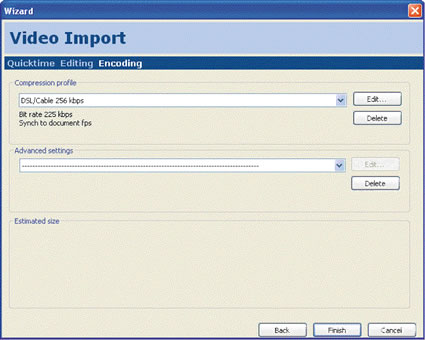 The Final Step of the Video Import Wizard